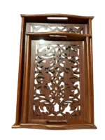 ⁦طقم صينيه تقديم 2 قطعة خشب و زجاج ارابسك⁩ - الصورة ⁦3⁩