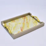 ⁦طقم صينيه تقديم 2 قطعة رخامي- احمر⁩ - الصورة ⁦2⁩