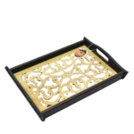 ⁦طقم صينيه تقديم 2 قطعة خشب و زجاج ارابسك-مزخرفه⁩ - الصورة ⁦3⁩