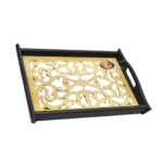 ⁦طقم صينيه تقديم 2 قطعة خشب و زجاج ارابسك-مزخرفه⁩ - الصورة ⁦4⁩