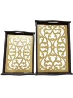 ⁦طقم صينيه تقديم 2 قطعة خشب و زجاج ارابسك-مزخرفه⁩ - الصورة ⁦7⁩