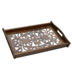 ⁦طقم صينيه تقديم 2 قطعة خشب و زجاج ارابسك⁩ - الصورة ⁦4⁩