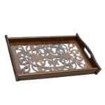 ⁦طقم صينيه تقديم 2 قطعة خشب و زجاج ارابسك⁩ - الصورة ⁦5⁩