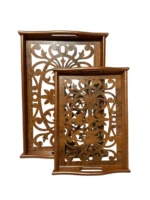 ⁦طقم صينيه تقديم 2 قطعة خشب و زجاج ارابسك⁩ - الصورة ⁦6⁩