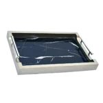 ⁦طقم صينيه تقديم 2 قطعة رخامي- اسود و رمادي⁩ - الصورة ⁦3⁩