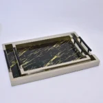 ⁦طقم صينيه تقديم 2 قطعة رخامي- اسود و ذهبي⁩ - الصورة ⁦2⁩