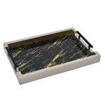 ⁦طقم صينيه تقديم 2 قطعة رخامي- اسود و ذهبي⁩ - الصورة ⁦3⁩