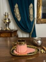 ⁦طقم قهوة بورسلين بالطبق 12 قطعة مضلع , روز⁩ - الصورة ⁦2⁩