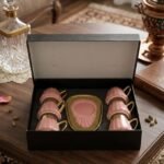 طقم قهوة بورسلين بالطبق 12 قطعة مضلع , روز