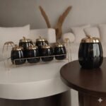 طقم توابل 15 قطعة بورسلين فلفله بالحامل-اسود