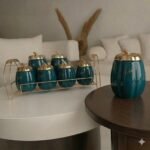 طقم توابل 15 قطعة بورسلين فلفله بالحامل-زيتى